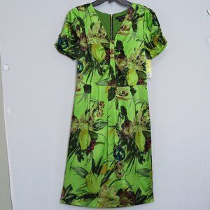 NWT Etcetera Floral Print Multi-Color Silk Blend Dress Size 2 MSRP $325